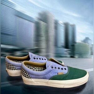 Vans Green, Blue, B/W checkered Low-Top Sneakers (unisex)